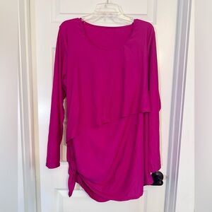 Latched Mama Magenta Layered Long-Sleeve Tunic with Side Knot